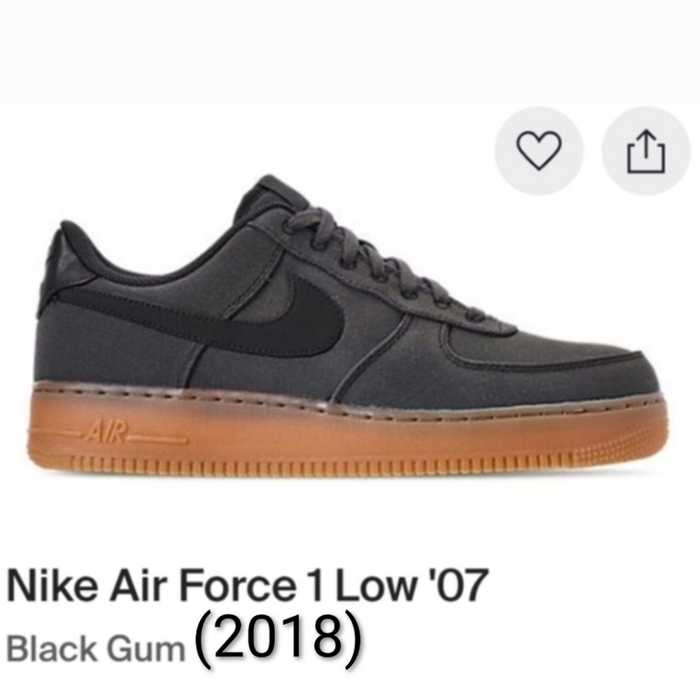 Nike Air Force 1 Low '07 (2018) Black with Gum Sole SZ 6Y Womens SZ 7.5 NWOT